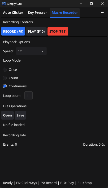 Macro Recorder tab